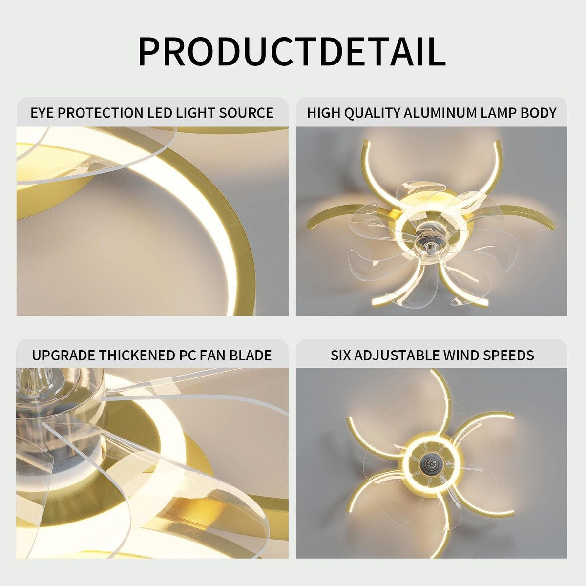 Creative Style 20-Inch Ceiling Fan with Dimmable LED, Remote Control, 6-Speed Wind
