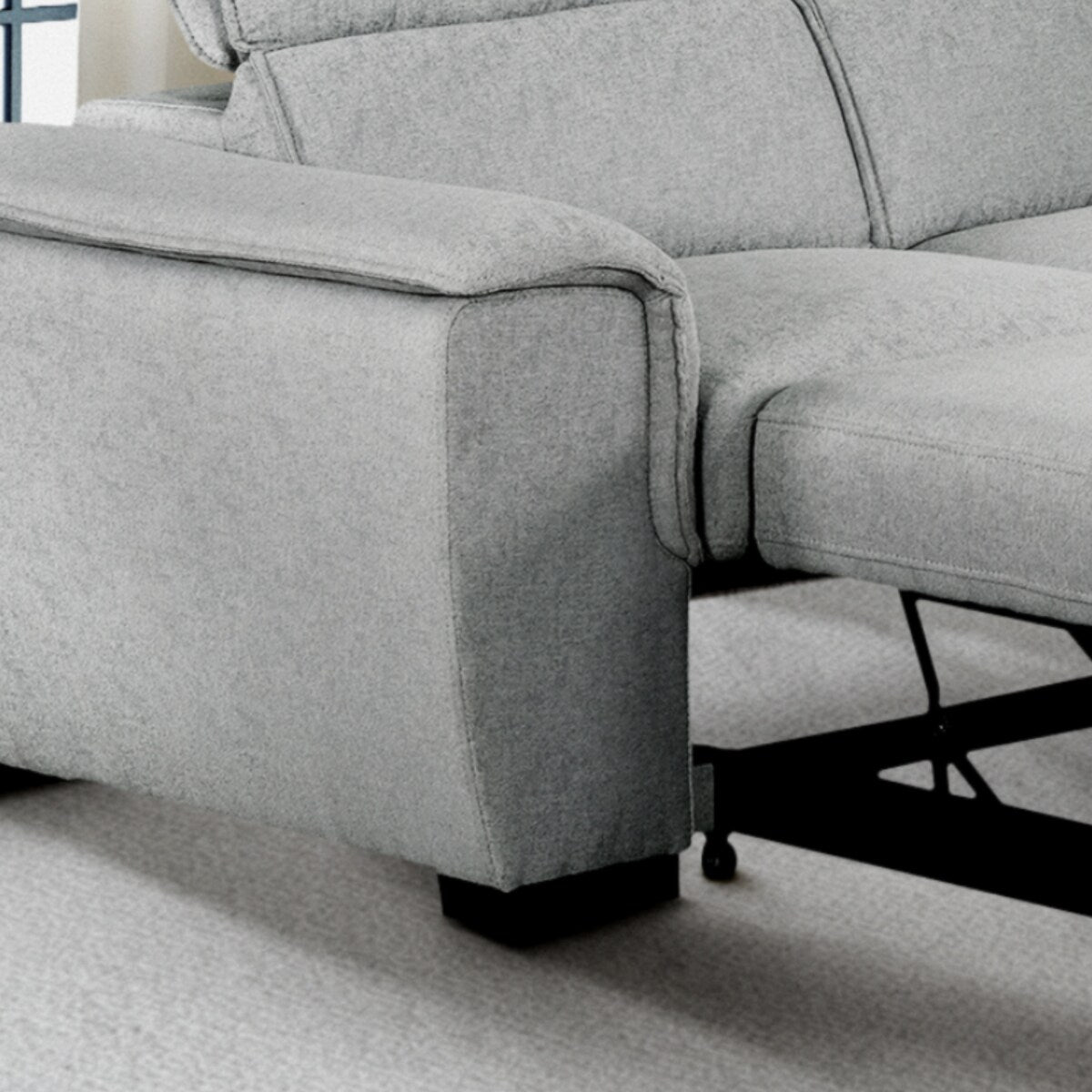 Creed Light Grey Sectional Sofa Bed with Storage Ottoman