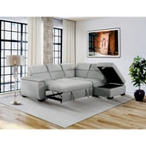 Creed Light Grey Sectional Sofa Bed with Storage Ottoman