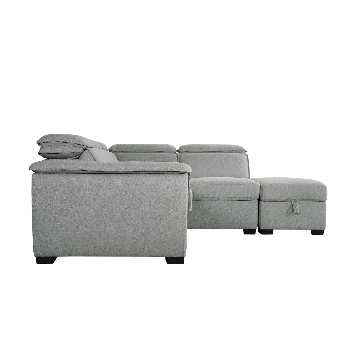 Creed Light Grey Sectional Sofa Bed with Storage Ottoman