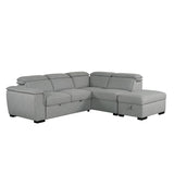 Creed Light Grey Sectional Sofa Bed with Storage Ottoman