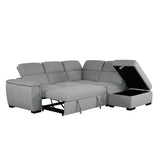 Creed Light Grey Sectional Sofa Bed with Storage Ottoman