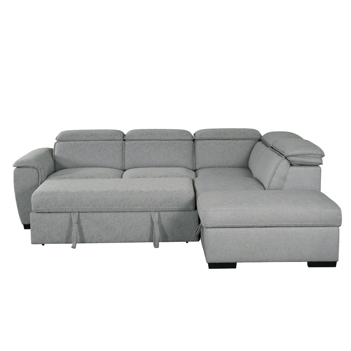 Creed Light Grey Sectional Sofa Bed with Storage Ottoman