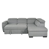 Creed Light Grey Sectional Sofa Bed with Storage Ottoman