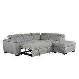 Creed Light Grey Sectional Sofa Bed with Storage Ottoman