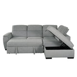 Creed Light Grey Sectional Sofa Bed with Storage Ottoman