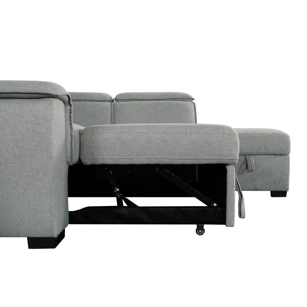 Creed Light Grey Sectional Sofa Bed with Storage Ottoman