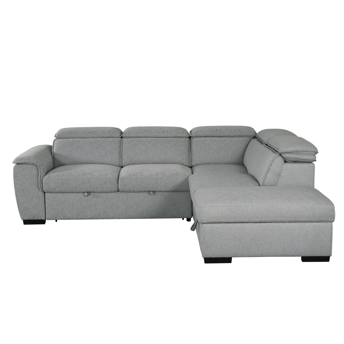 Creed Light Grey Sectional Sofa Bed with Storage Ottoman