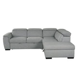 Creed Light Grey Sectional Sofa Bed with Storage Ottoman