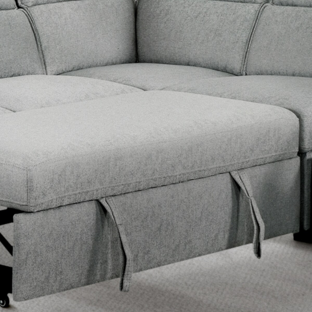 Creed Light Grey Sectional Sofa Bed with Storage Ottoman