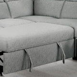 Creed Light Grey Sectional Sofa Bed with Storage Ottoman