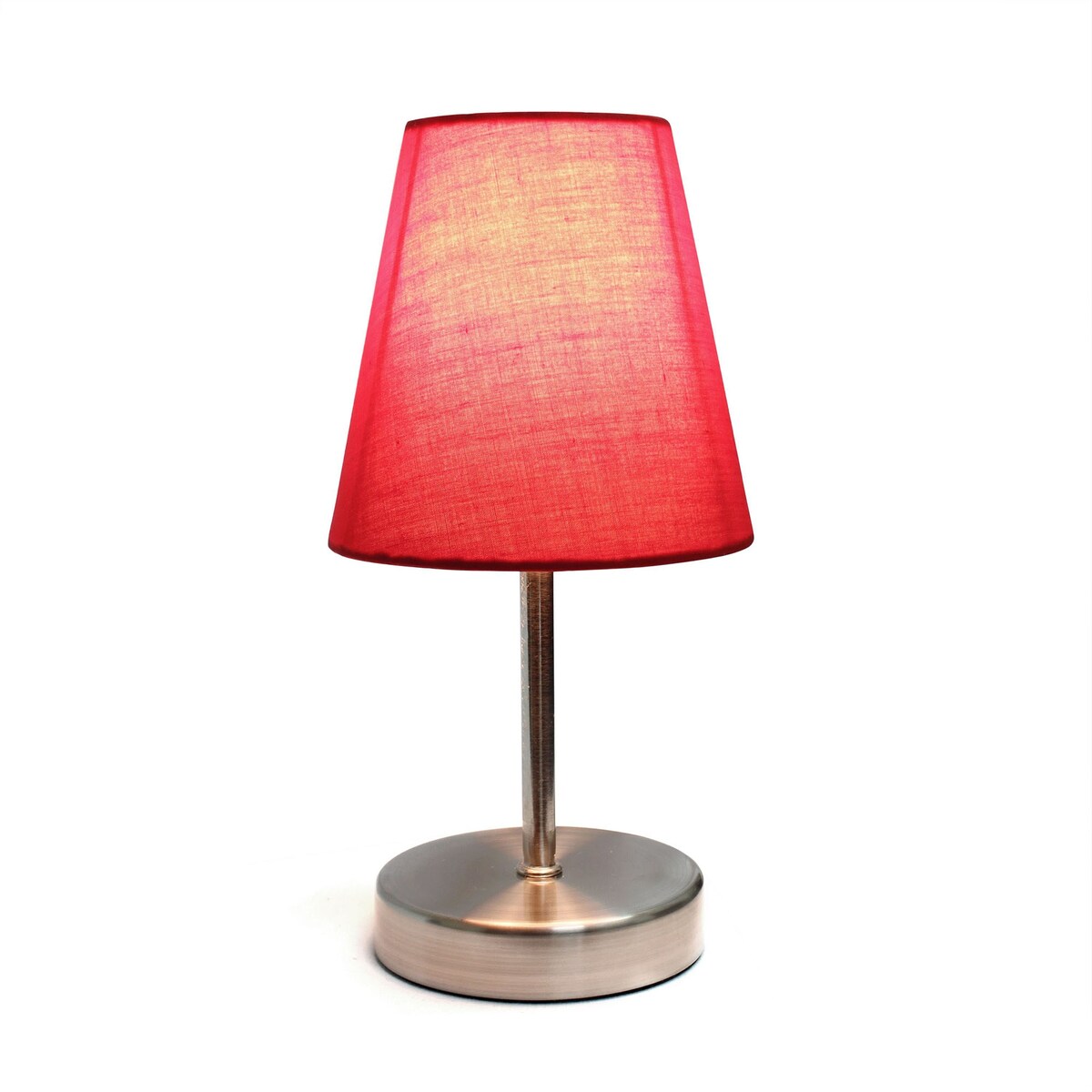 Creekwood 10.5" Traditional Petite Metal Stick Bedside Table Desk Lamp - Sand Nickel/Red - 6x6x9.5