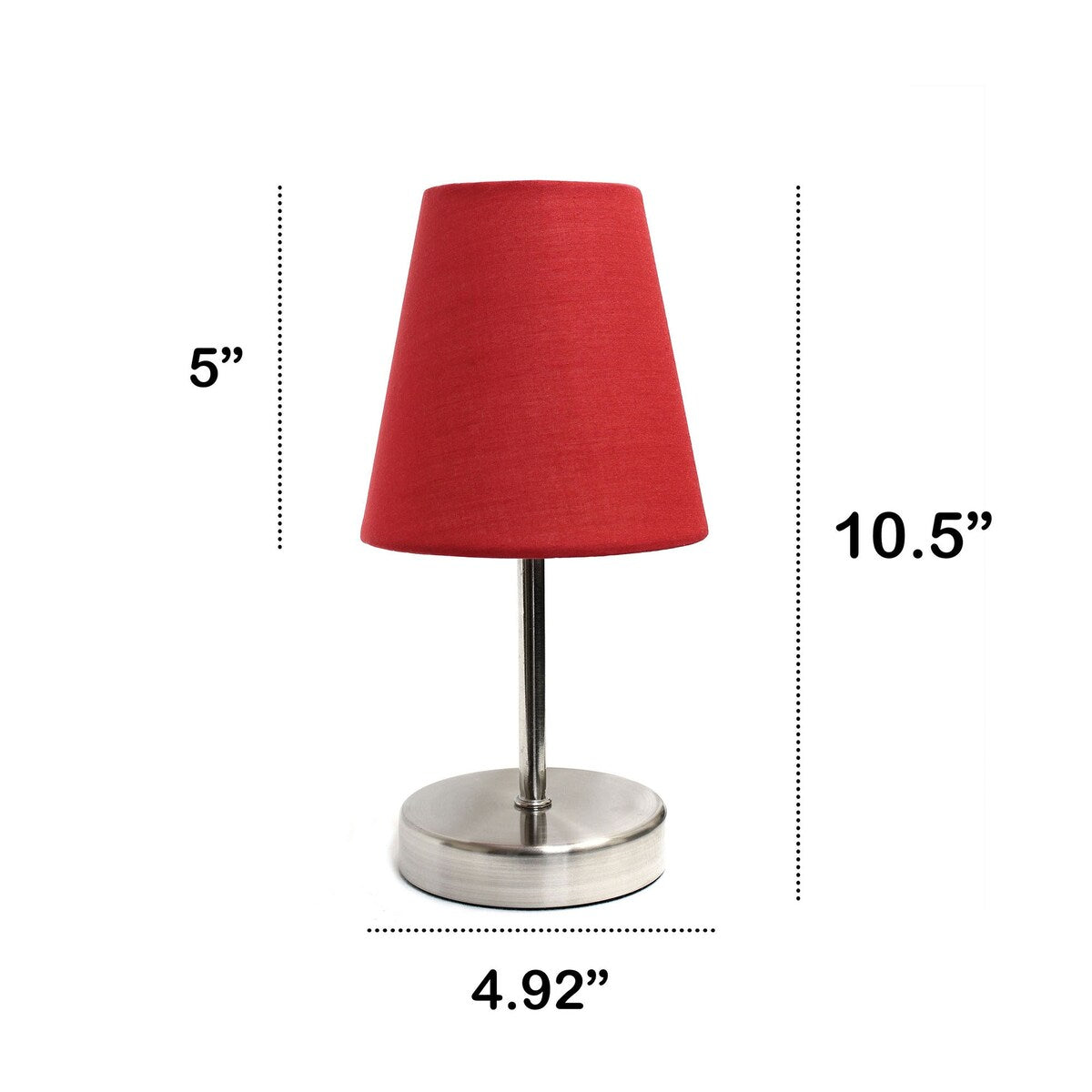 Creekwood 10.5" Traditional Petite Metal Stick Bedside Table Desk Lamp - Sand Nickel/Red - 6x6x9.5