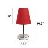 Creekwood 10.5" Traditional Petite Metal Stick Bedside Table Desk Lamp - Sand Nickel/Red - 6x6x9.5