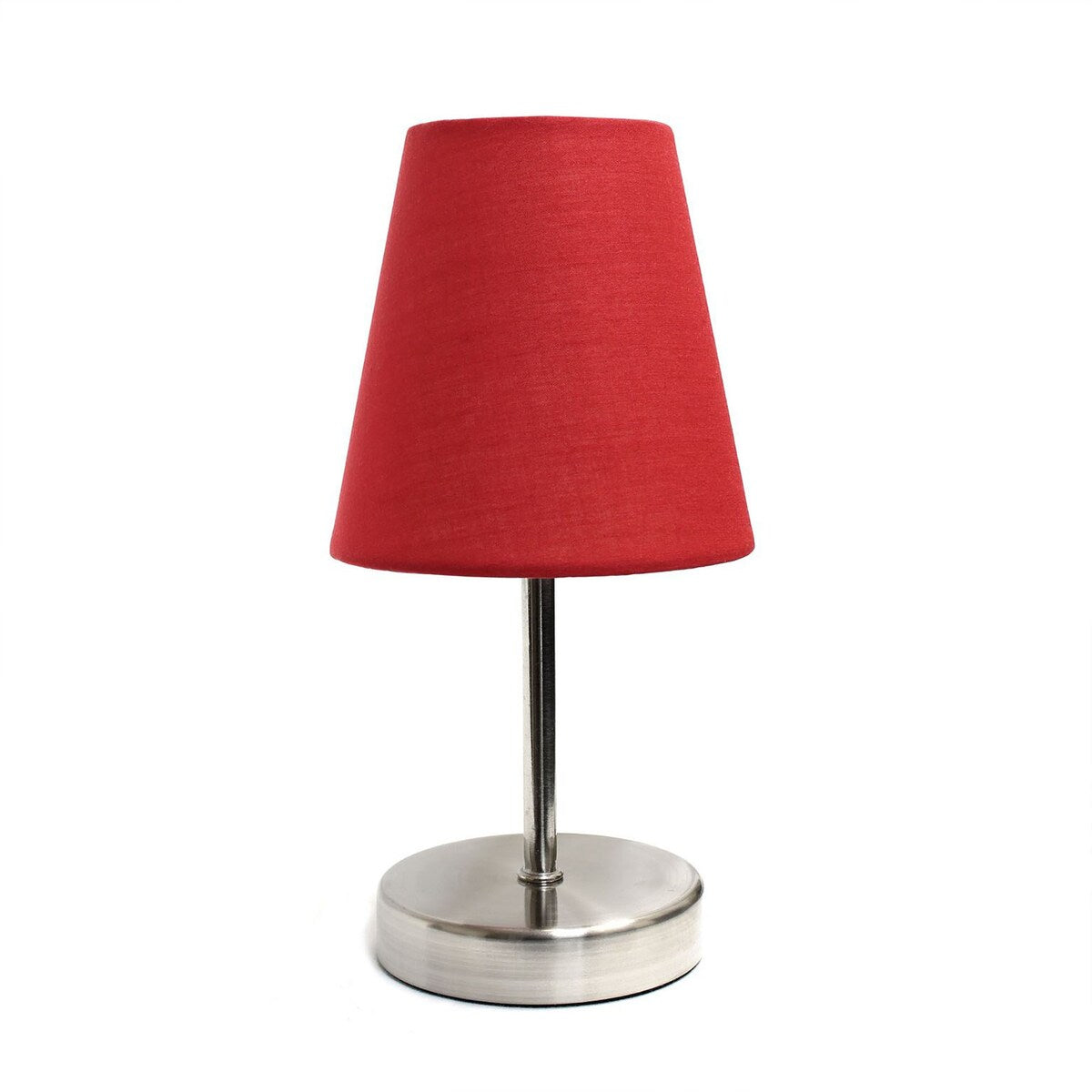 Creekwood 10.5" Traditional Petite Metal Stick Bedside Table Desk Lamp - Sand Nickel/Red - 6x6x9.5