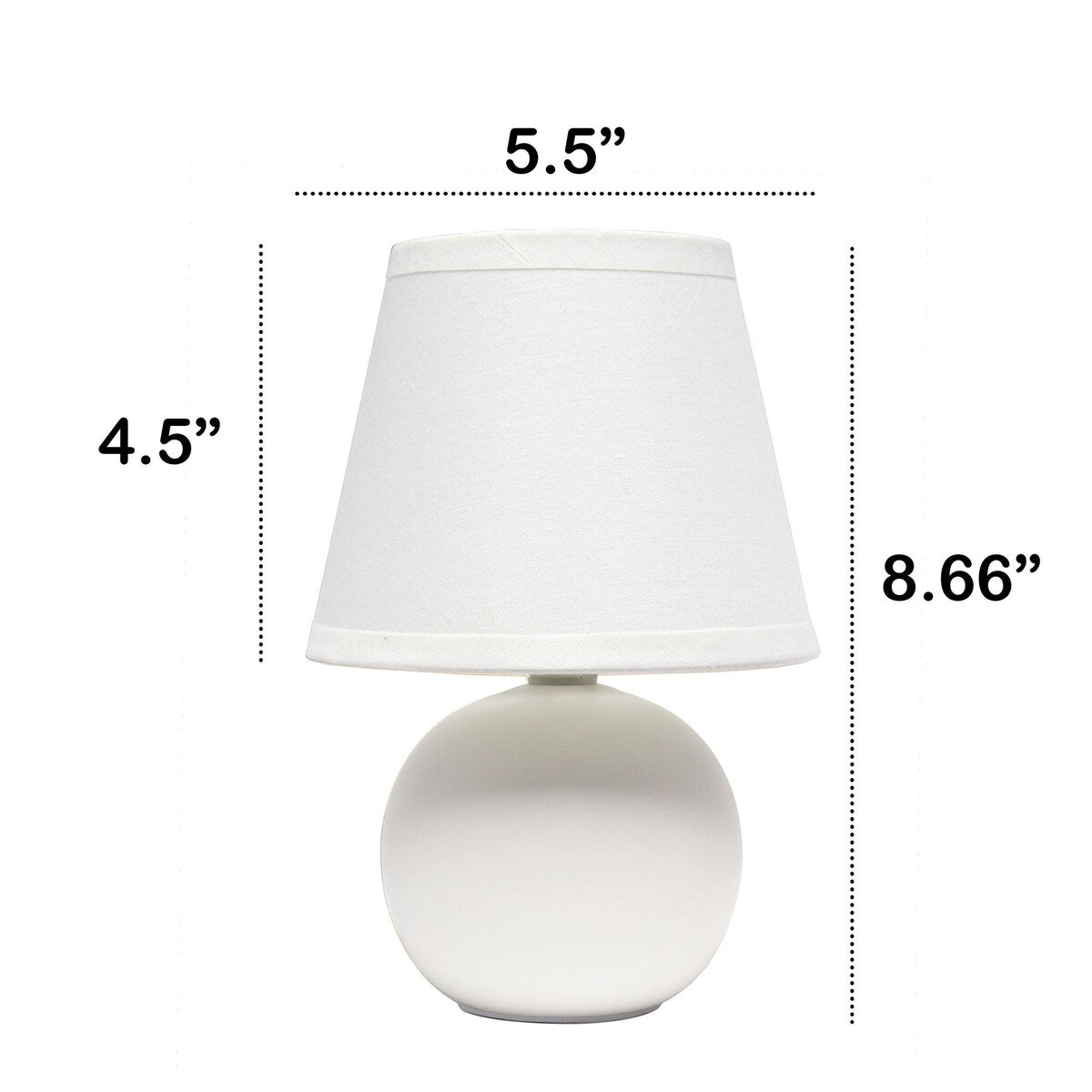 Creekwood 8.66" Petite Ceramic Orb Base Bedside Desk Lamp, Set of 2 - Off White - 12.20x6.29x8.26