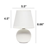 Creekwood 8.66" Petite Ceramic Orb Base Bedside Desk Lamp, Set of 2 - Off White - 12.20x6.29x8.26