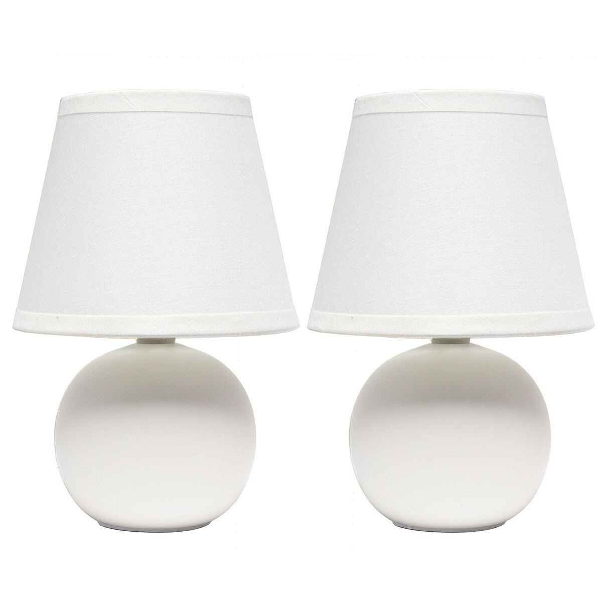 Creekwood 8.66" Petite Ceramic Orb Base Bedside Desk Lamp, Set of 2 - Off White - 12.20x6.29x8.26
