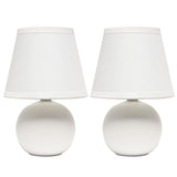 Creekwood 8.66" Petite Ceramic Orb Base Bedside Desk Lamp, Set of 2 - Off White - 12.20x6.29x8.26