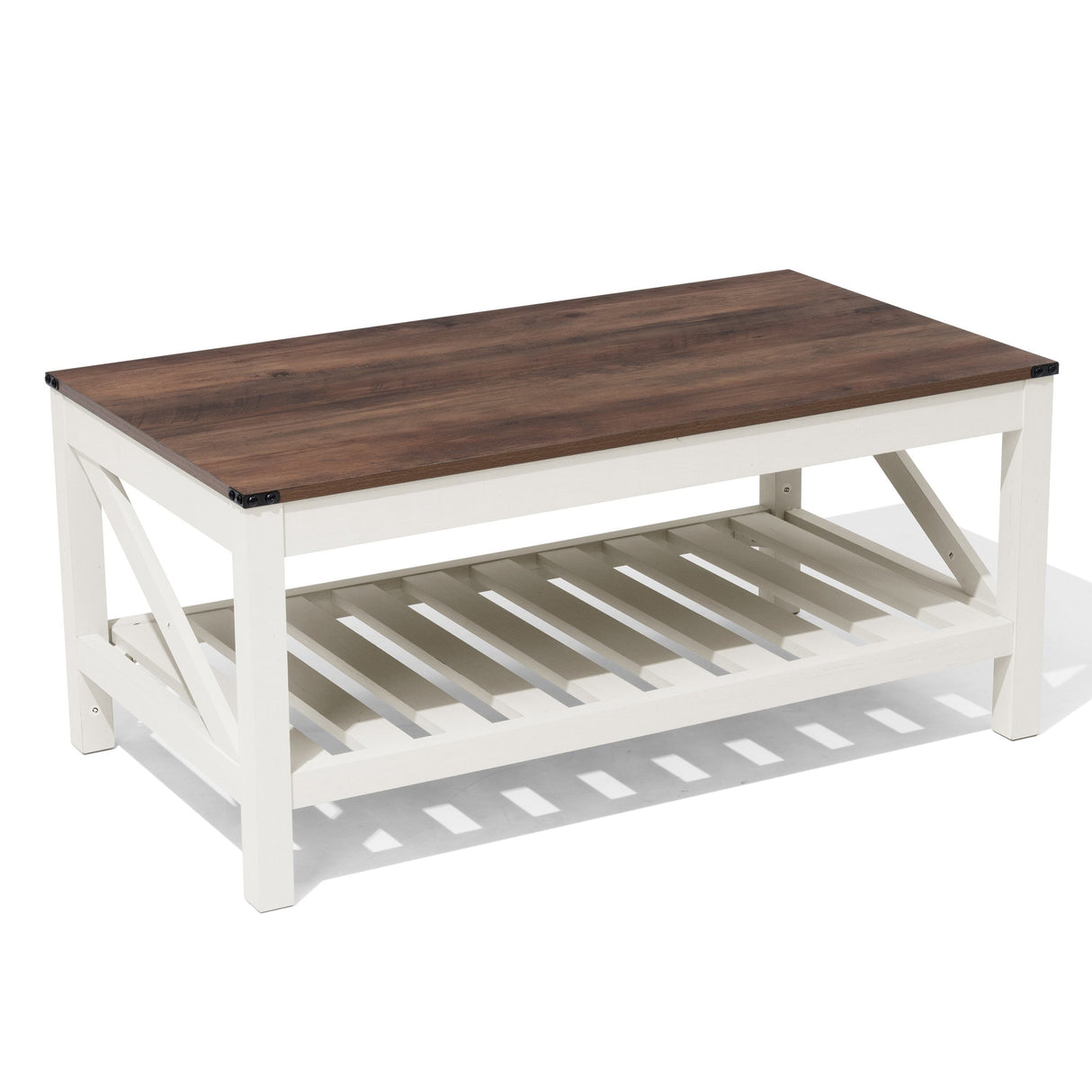Crestlive Living Room Coffee Table with Storage Shelf, Sofa Center Table - 40.16" W x 22.05" D x 18.11" H