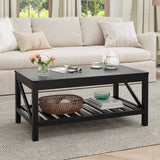 Crestlive Living Room Coffee Table with Storage Shelf, Sofa Center Table - 40.16" W x 22.05" D x 18.11" H