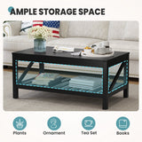 Crestlive Living Room Coffee Table with Storage Shelf, Sofa Center Table - 40.16" W x 22.05" D x 18.11" H