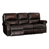 Crestview Dark Brown Top Grain Leather Lay Flat Reclining Sofa and Loveseat