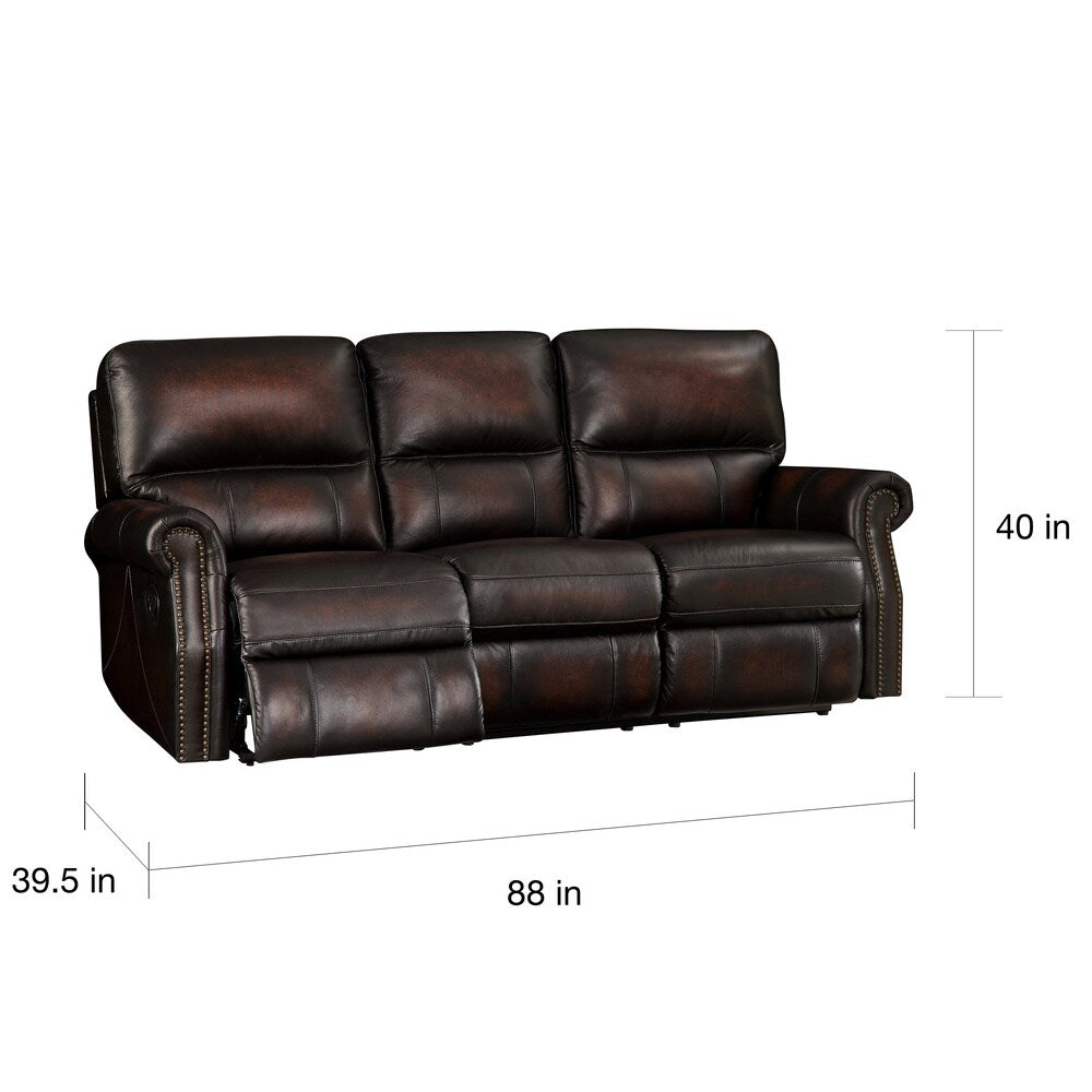 Crestview Dark Brown Top Grain Leather Lay Flat Reclining Sofa and Loveseat