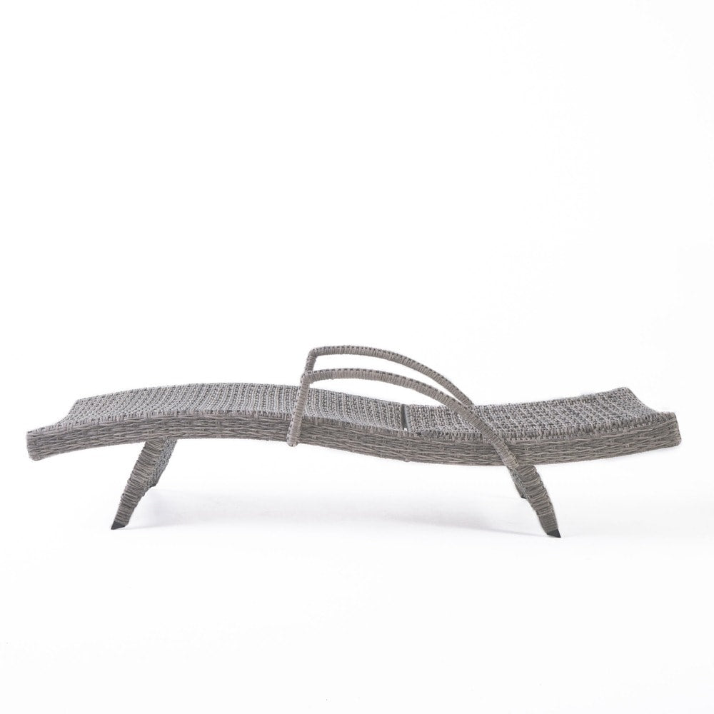 Crete Outdoor Armed Aluminum Wicker Chaise Lounge (Set of 2) by Christopher Knight Home