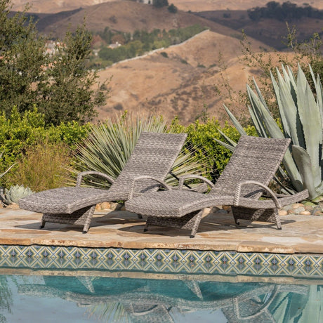 Crete Outdoor Armed Aluminum Wicker Chaise Lounge (Set of 2) by Christopher Knight Home