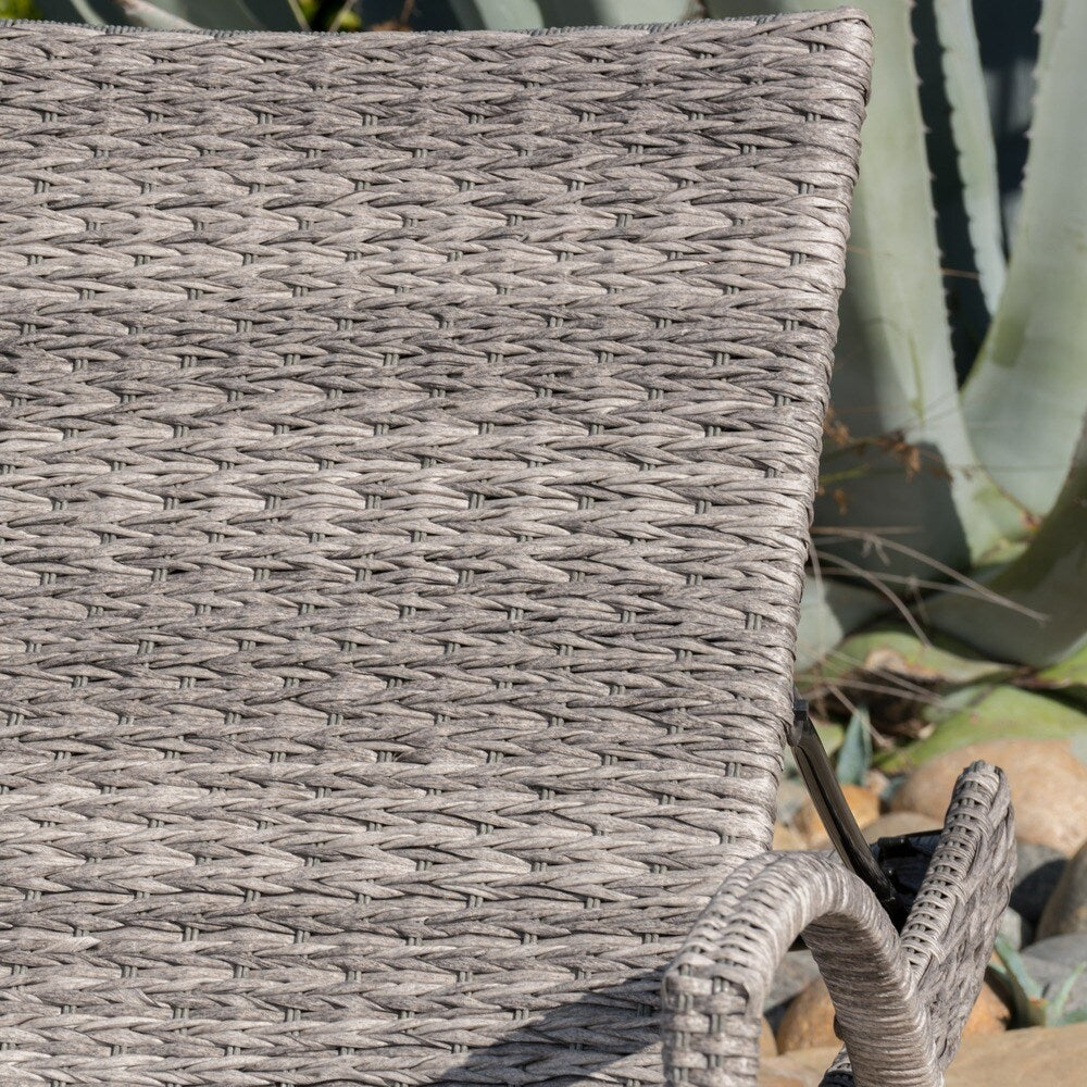 Crete Outdoor Armed Aluminum Wicker Chaise Lounge (Set of 2) by Christopher Knight Home