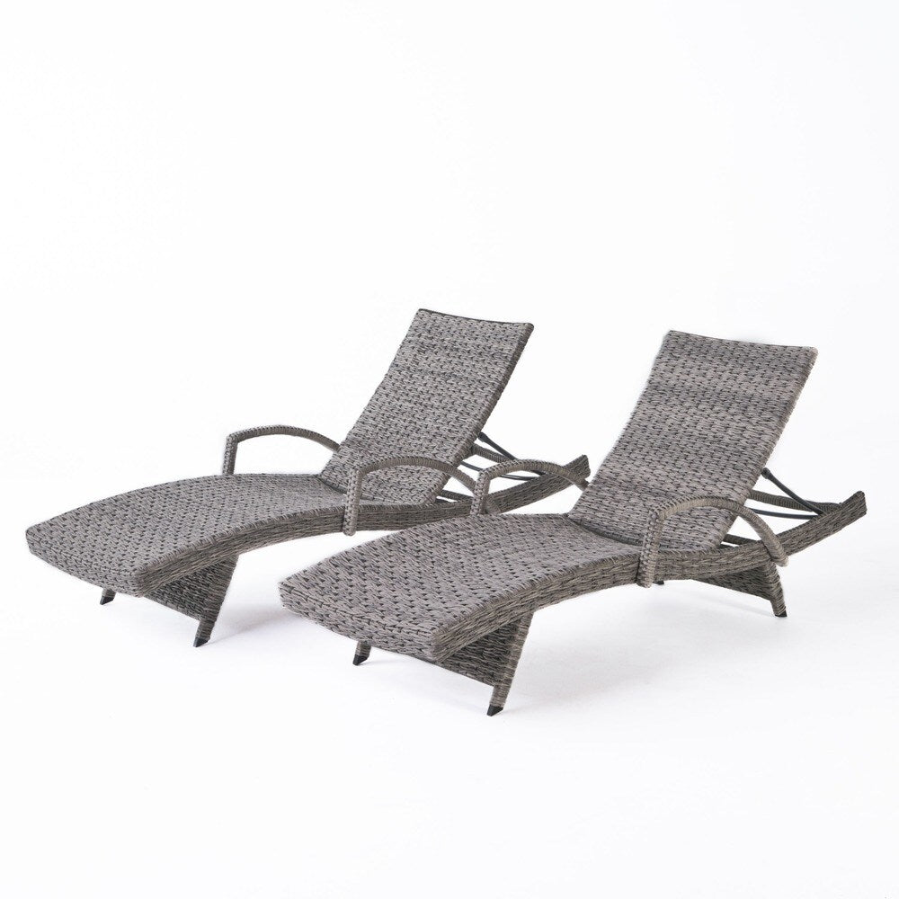 Crete Outdoor Armed Aluminum Wicker Chaise Lounge (Set of 2) by Christopher Knight Home