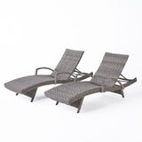 Crete Outdoor Armed Aluminum Wicker Chaise Lounge (Set of 2) by Christopher Knight Home