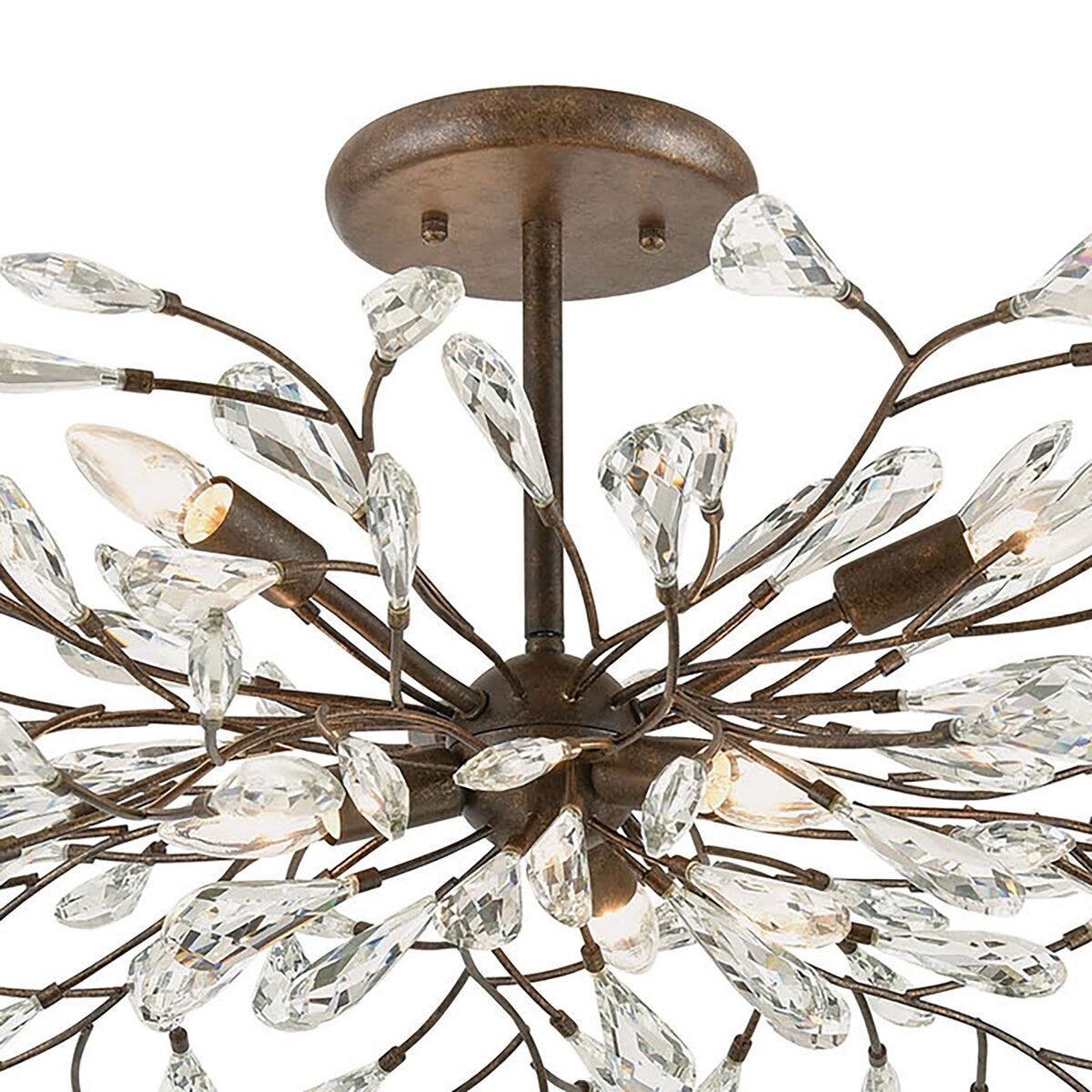 Elk Home Crislett Sunglow Bronze With Crystal 6 Light Semi Flush Mount