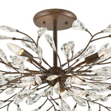 Elk Home Crislett Sunglow Bronze With Crystal 6 Light Semi Flush Mount