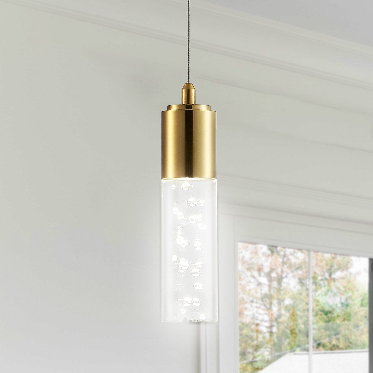 Cristal 1-Light Bubble Acrylic/Iron Modern Minimalist Integrated LED Pendant, by JONATHAN Y - 1 Light