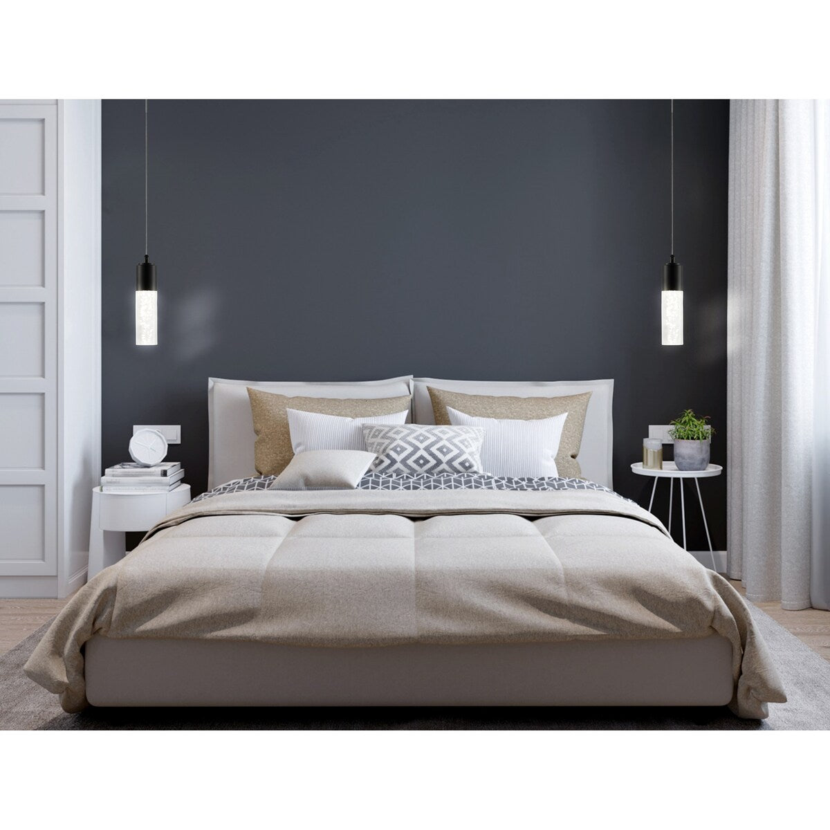 Cristal 1-Light Bubble Acrylic/Iron Modern Minimalist Integrated LED Pendant, by JONATHAN Y - 1 Light