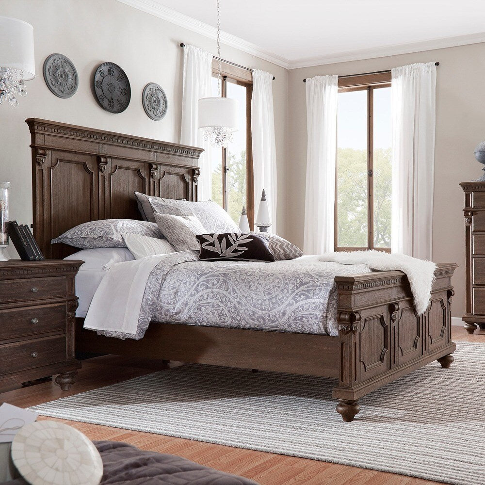 Cristoph Warm Brown Pedestal Style Bed