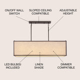 Crosby 42" 4-Light Minimalist Industrial Rectangular Linen Iron Linear LED Pendant, Oil Rubbed Bronze/Beige by JONATHAN Y