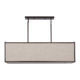 Crosby 42" 4-Light Minimalist Industrial Rectangular Linen Iron Linear LED Pendant, Oil Rubbed Bronze/Beige by JONATHAN Y
