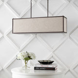 Crosby 42" 4-Light Minimalist Industrial Rectangular Linen Iron Linear LED Pendant, Oil Rubbed Bronze/Beige by JONATHAN Y