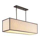 Crosby 42" 4-Light Minimalist Industrial Rectangular Linen Iron Linear LED Pendant, Oil Rubbed Bronze/Beige by JONATHAN Y