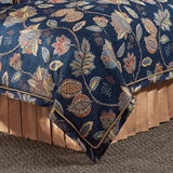 Croscill Julien Chenille Jacobean Jacquard Woven 4 Piece Comforter Set - Blue