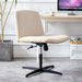 Cross Legged Office Desk Chair No Wheels Padded Modern Swivel Height Adjustable Wide Seat Computer Task Vanity Chair