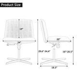 Cross Legged Office Desk Chair No Wheels Padded Modern Swivel Height Adjustable Wide Seat Computer Task Vanity Chair