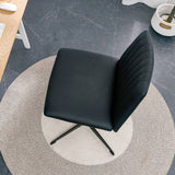 Cross Legged Office Desk Chair No Wheels Padded Modern Swivel Height Adjustable Wide Seat Computer Task Vanity Chair