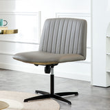 Cross Legged Office Desk Chair No Wheels Padded Modern Swivel Height Adjustable Wide Seat Computer Task Vanity Chair