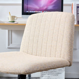 Cross Legged Office Desk Chair No Wheels Padded Modern Swivel Height Adjustable Wide Seat Computer Task Vanity Chair