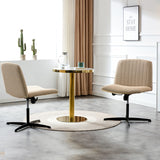 Cross Legged Office Desk Chair No Wheels Padded Modern Swivel Height Adjustable Wide Seat Computer Task Vanity Chair