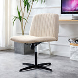 Cross Legged Office Desk Chair No Wheels Padded Modern Swivel Height Adjustable Wide Seat Computer Task Vanity Chair